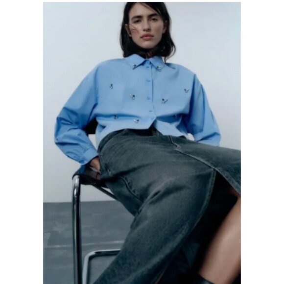 Zara Jewel Poplin Shirt - Picture 6 of 13